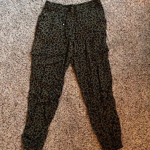 Womens Green and Black Cheetah Print Joggers by Venus
